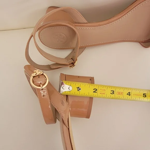 Tory Burch Nude Block Heel Sandals Strap Sandal 7 1/2M - Picture 14 of 16